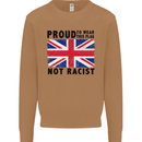 Proud to Wear Flag Not Racist Union Jack Mens Sweatshirt Jumper Caramel Latte