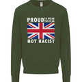 Proud to Wear Flag Not Racist Union Jack Mens Sweatshirt Jumper Forest Green