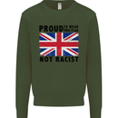 Proud to Wear Flag Not Racist Union Jack Mens Sweatshirt Jumper Forest Green
