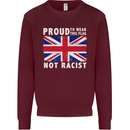 Proud to Wear Flag Not Racist Union Jack Mens Sweatshirt Jumper Maroon