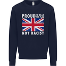 Proud to Wear Flag Not Racist Union Jack Mens Sweatshirt Jumper Navy Blue