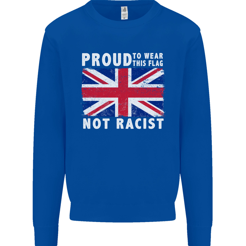Proud to Wear Flag Not Racist Union Jack Mens Sweatshirt Jumper Royal Blue