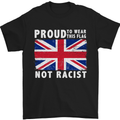 Proud to Wear Flag Not Racist Union Jack Mens T-Shirt Cotton Gildan Black