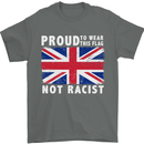 Proud to Wear Flag Not Racist Union Jack Mens T-Shirt Cotton Gildan Charcoal