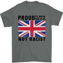 Proud to Wear Flag Not Racist Union Jack Mens T-Shirt Cotton Gildan Charcoal