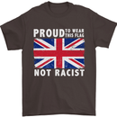 Proud to Wear Flag Not Racist Union Jack Mens T-Shirt Cotton Gildan Dark Chocolate