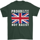 Proud to Wear Flag Not Racist Union Jack Mens T-Shirt Cotton Gildan Forest Green