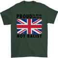 Proud to Wear Flag Not Racist Union Jack Mens T-Shirt Cotton Gildan Forest Green