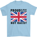 Proud to Wear Flag Not Racist Union Jack Mens T-Shirt Cotton Gildan Light Blue