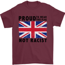 Proud to Wear Flag Not Racist Union Jack Mens T-Shirt Cotton Gildan Maroon