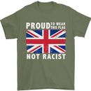 Proud to Wear Flag Not Racist Union Jack Mens T-Shirt Cotton Gildan Military Green