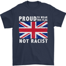 Proud to Wear Flag Not Racist Union Jack Mens T-Shirt Cotton Gildan Navy Blue