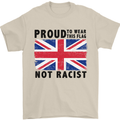 Proud to Wear Flag Not Racist Union Jack Mens T-Shirt Cotton Gildan Sand