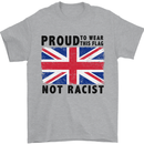 Proud to Wear Flag Not Racist Union Jack Mens T-Shirt Cotton Gildan Sports Grey