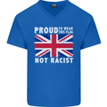 Proud to Wear Flag Not Racist Union Jack Mens V-Neck Cotton T-Shirt Royal Blue