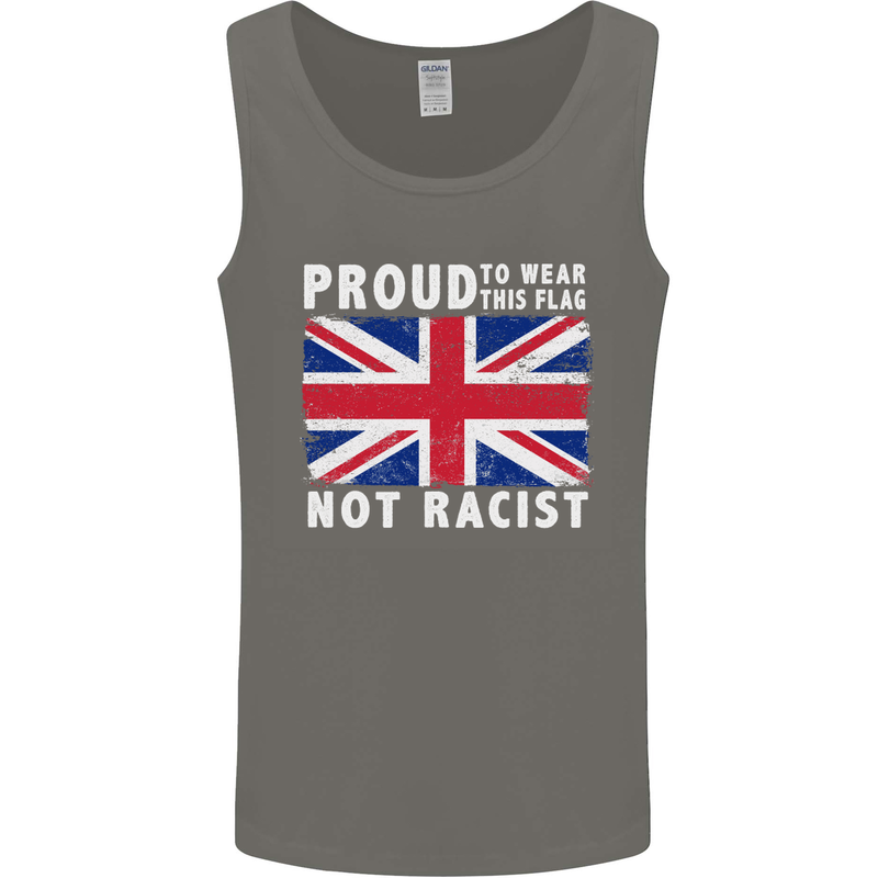 Proud to Wear Flag Not Racist Union Jack Mens Vest Tank Top Charcoal