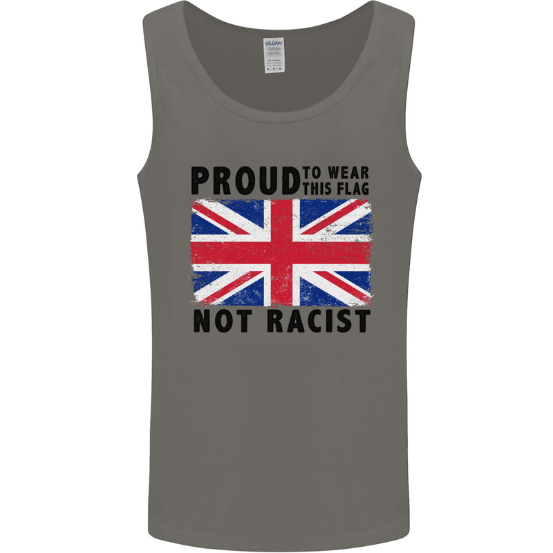 Proud to Wear Flag Not Racist Union Jack Mens Vest Tank Top Charcoal