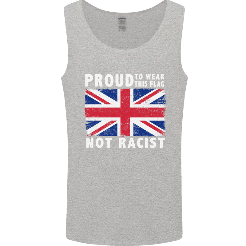 Proud to Wear Flag Not Racist Union Jack Mens Vest Tank Top Sports Grey