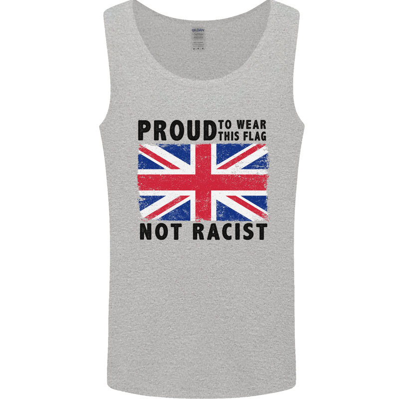 Proud to Wear Flag Not Racist Union Jack Mens Vest Tank Top Sports Grey