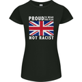 Proud to Wear Flag Not Racist Union Jack Womens Petite Cut T-Shirt Black