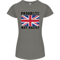 Proud to Wear Flag Not Racist Union Jack Womens Petite Cut T-Shirt Charcoal