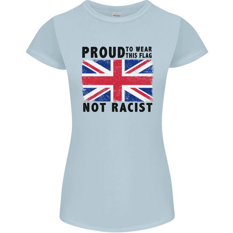 Proud to Wear Flag Not Racist Union Jack Womens Petite Cut T-Shirt Light Blue