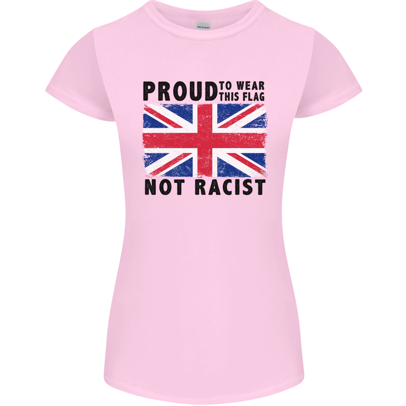 Proud to Wear Flag Not Racist Union Jack Womens Petite Cut T-Shirt Light Pink