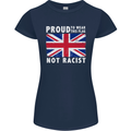 Proud to Wear Flag Not Racist Union Jack Womens Petite Cut T-Shirt Navy Blue