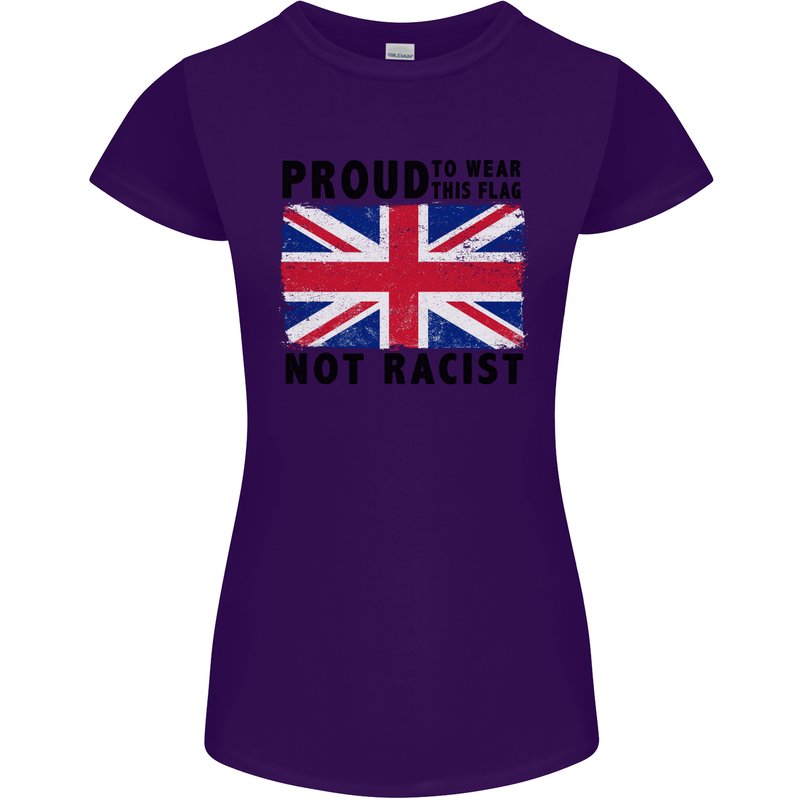 Proud to Wear Flag Not Racist Union Jack Womens Petite Cut T-Shirt Purple