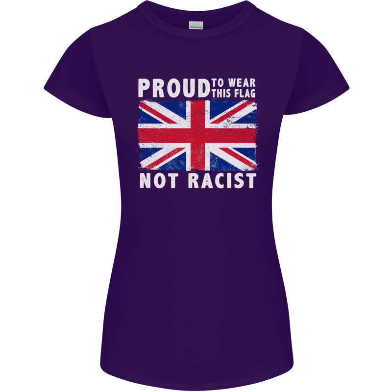 Proud to Wear Flag Not Racist Union Jack Womens Petite Cut T-Shirt Purple
