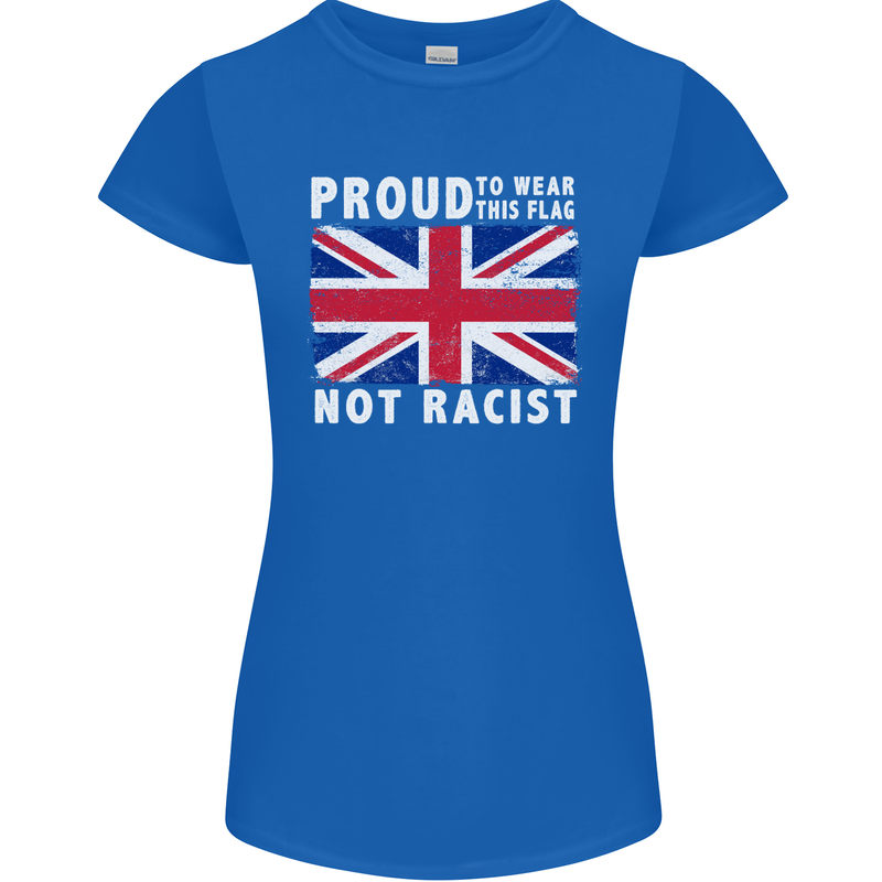 Proud to Wear Flag Not Racist Union Jack Womens Petite Cut T-Shirt Royal Blue