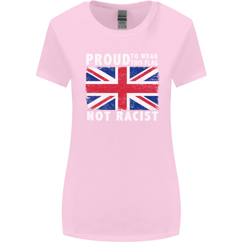Proud to Wear Flag Not Racist Union Jack Womens Wider Cut T-Shirt Light Pink
