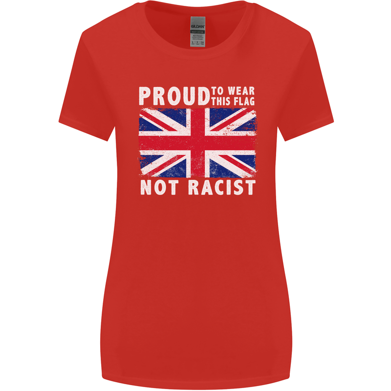 Proud to Wear Flag Not Racist Union Jack Womens Wider Cut T-Shirt Red