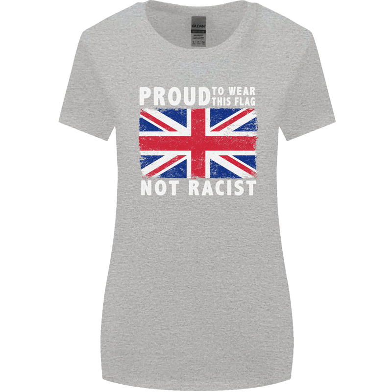 Proud to Wear Flag Not Racist Union Jack Womens Wider Cut T-Shirt Sports Grey