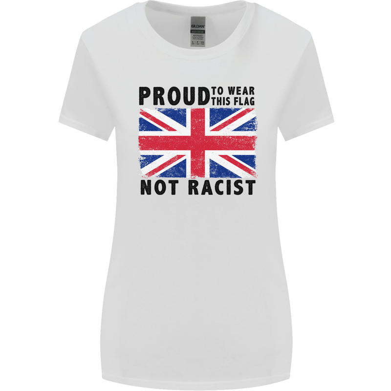 Proud to Wear Flag Not Racist Union Jack Womens Wider Cut T-Shirt White