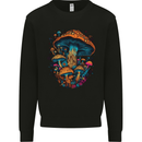 Psychedelic Magic Mushrooms LSD Trippy Mens Sweatshirt Jumper Black