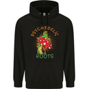 Psychedelic Roots Magic Mushrooms LSD Hippy Mens 80% Cotton Hoodie Black