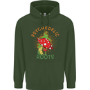Psychedelic Roots Magic Mushrooms LSD Hippy Mens 80% Cotton Hoodie Forest Green