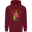 Psychedelic Roots Magic Mushrooms LSD Hippy Mens 80% Cotton Hoodie Maroon