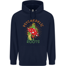 Psychedelic Roots Magic Mushrooms LSD Hippy Mens 80% Cotton Hoodie Navy Blue