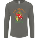 Psychedelic Roots Magic Mushrooms LSD Hippy Mens Long Sleeve T-Shirt Charcoal