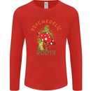 Psychedelic Roots Magic Mushrooms LSD Hippy Mens Long Sleeve T-Shirt Red