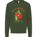Psychedelic Roots Magic Mushrooms LSD Hippy Mens Sweatshirt Jumper Forest Green