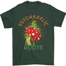 Psychedelic Roots Magic Mushrooms LSD Hippy Mens T-Shirt 100% Cotton Forest Green