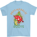 Psychedelic Roots Magic Mushrooms LSD Hippy Mens T-Shirt 100% Cotton Light Blue