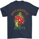 Psychedelic Roots Magic Mushrooms LSD Hippy Mens T-Shirt 100% Cotton Navy Blue