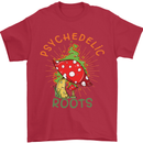 Psychedelic Roots Magic Mushrooms LSD Hippy Mens T-Shirt 100% Cotton Red