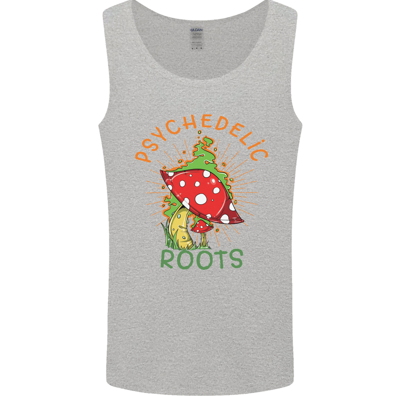 Psychedelic Roots Magic Mushrooms LSD Hippy Mens Vest Tank Top Sports Grey