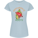 Psychedelic Roots Magic Mushrooms LSD Hippy Womens Petite Cut T-Shirt Light Blue