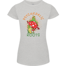 Psychedelic Roots Magic Mushrooms LSD Hippy Womens Petite Cut T-Shirt Sports Grey